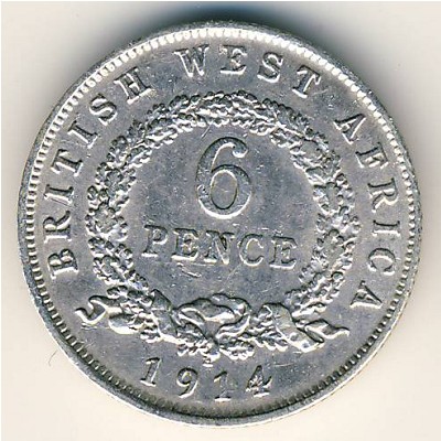 British West Africa, 6 pence, 1913–1919