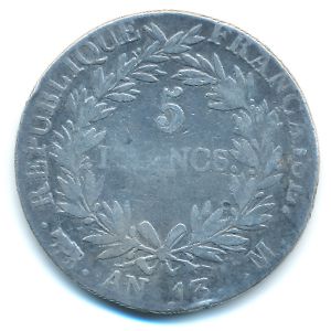 Франция, 5 франков (1804 г.)