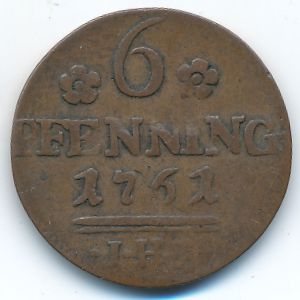 Росток, 6 пфеннигов (1752 г.)