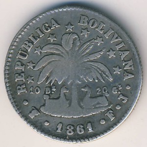 Bolivia, 2 soles, 1860–1863