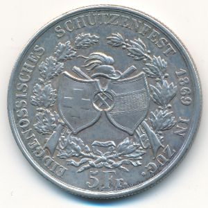 Швейцария, 5 франков (1869 г.)