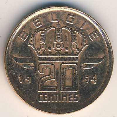 Бельгия, 20 сентим (1954–1960 г.)