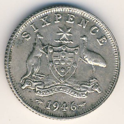 Australia, 6 pence, 1946–1948