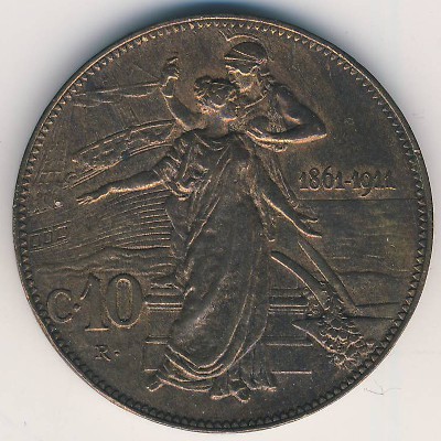 Italy, 10 centesimi, 1911