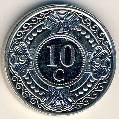 Антильские острова, 10 центов (1989–2016 г.)