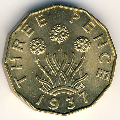 Great Britain, 3 pence, 1937–1948
