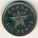 Гана, 6 пенсов (1958 г.)