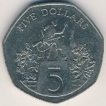Liberia, 5 dollars, 1982–1985