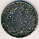 Papal States, 5 lire, 1867–1870