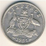 Австралия, 6 пенсов (1950–1952 г.)