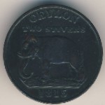 Ceylon, 2 stivers, 1815
