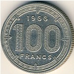 Экваториальные Африканские Штаты, 100 франков (1966–1968 г.)