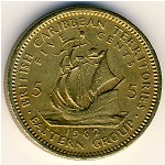 Восточные Карибы, 5 центов (1955–1965 г.)