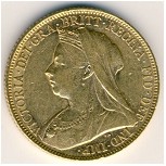 Great Britain, 1 sovereign, 1893–1901