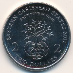 East Caribbean States, 2 dollars, 2011