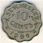 Сейшелы, 10 центов (1951 г.)