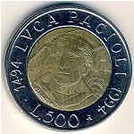 Италия, 500 лир (1994 г.)