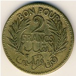 Tunis, 2 francs, 1921–1945