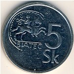Slovakia, 5 korun, 1993–2008