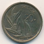 Belgium, 20 francs, 1980–1993