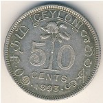 Ceylon, 50 cents, 1892–1900