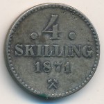 Норвегия, 4 скиллинга (1871 г.)
