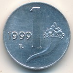 Italy, 1 lira, 1951–2001