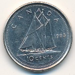 Canada, 10 cents, 1990–2000