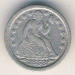 США, 1 дайм (1853–1855 г.)