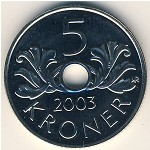 Norway, 5 kroner, 1998–2012