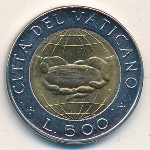 Vatican City, 500 lire, 1992