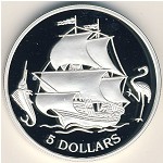 Bahamas, 5 dollars, 1993