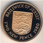Jersey, 2 new pence, 1971–1980