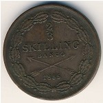 Sweden, 2/3 skilling, 1845–1855