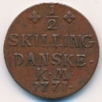 Denmark, 1/2 skilling, 1771