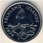 Фолклендские острова, 10 пенсов (1974–1992 г.)