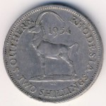 Southern Rhodesia, 2 shillings, 1954