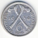 Южная Родезия, 6 пенсов (1932–1936 г.)