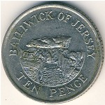 Jersey, 10 pence, 1992–1998