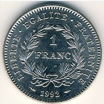 France, 1 franc, 1992