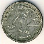 Philippines, 20 centavos, 1907–1929