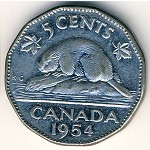 Canada, 5 cents, 1953–1954