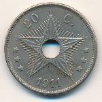 Belgian Congo, 20 centimes, 1910–1911