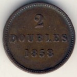 Guernsey, 2 doubles, 1858
