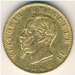 Italy, 20 lire, 1861–1870
