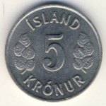 Iceland, 5 kronur, 1969–1980