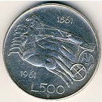 Italy, 500 lire, 1961