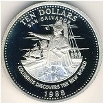 Bahamas, 10 dollars, 1988