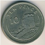 Gibraltar, 10 pence, 1988–1991