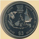 Brunei, 3 dollars, 1997